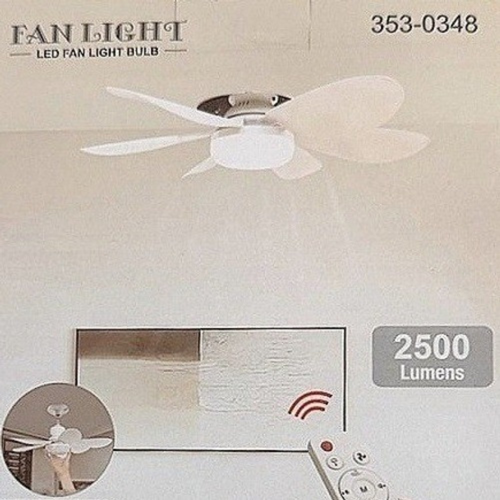 NEW 2-Pack Screw-In LED Socket Fan Light Bulb with Remote 2500LM 6 Blade Menards